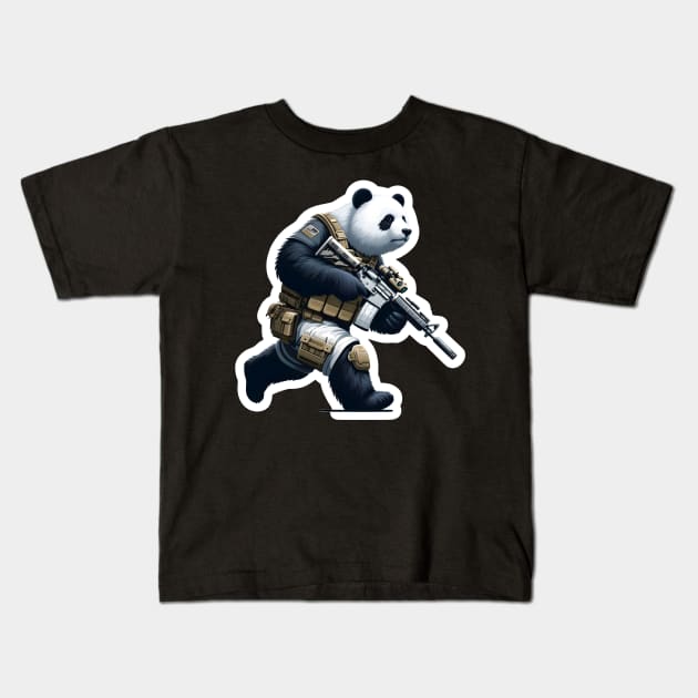 Tactical Panda Kids T-Shirt by Rawlifegraphic